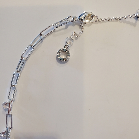 Anne Klein Silver-Tone Crystal Paperclip Link Collar Necklace, 16" + 3" extender - Picture 3 of 3